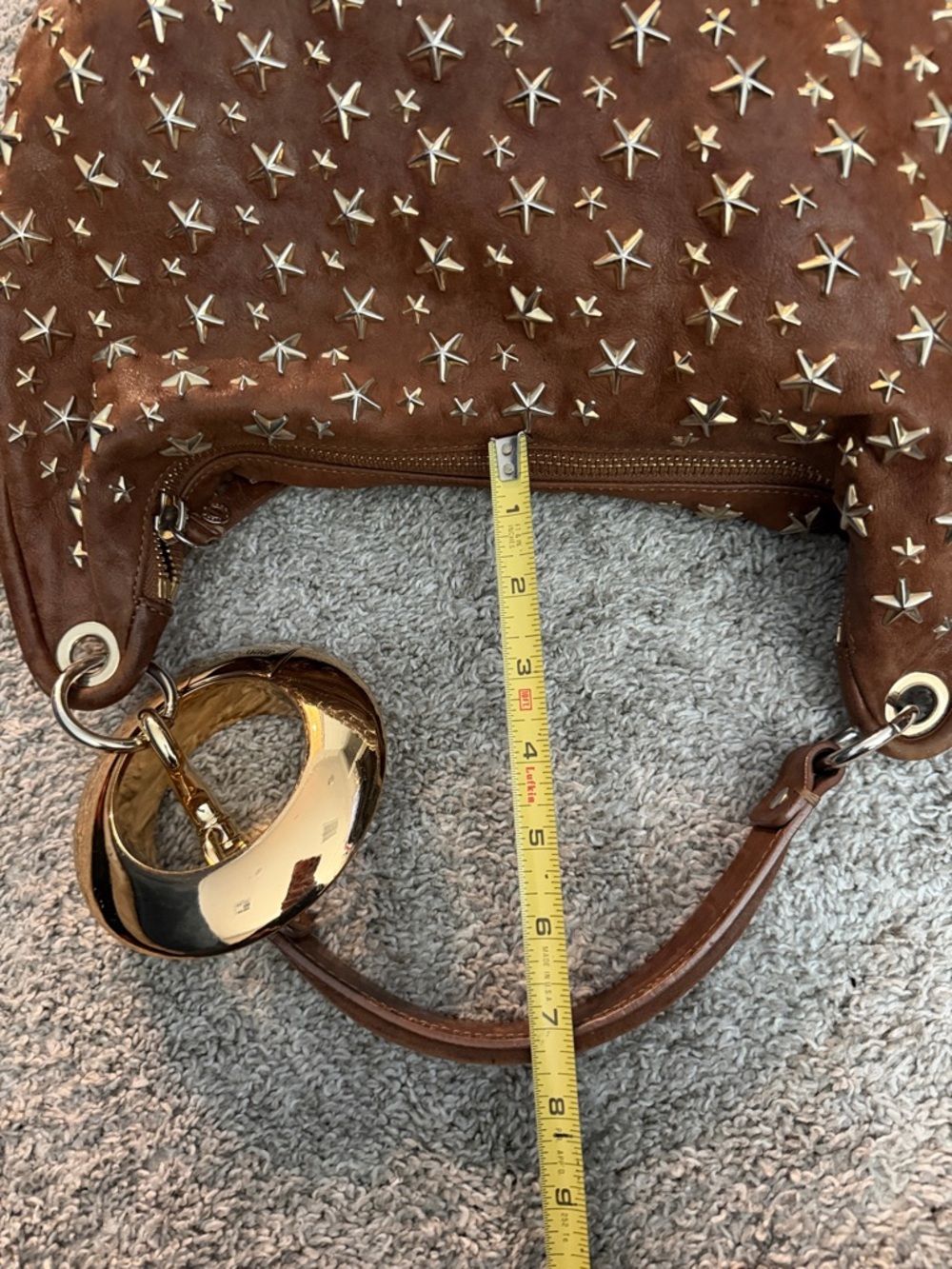 Jimmy Choo Star-Studded Brown Leather Shoulder Bag - Picture 14 of 14